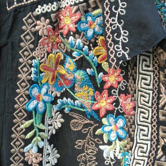 Johnny Was Dress Duster Cover up black embroidered - Picture 10 of 12